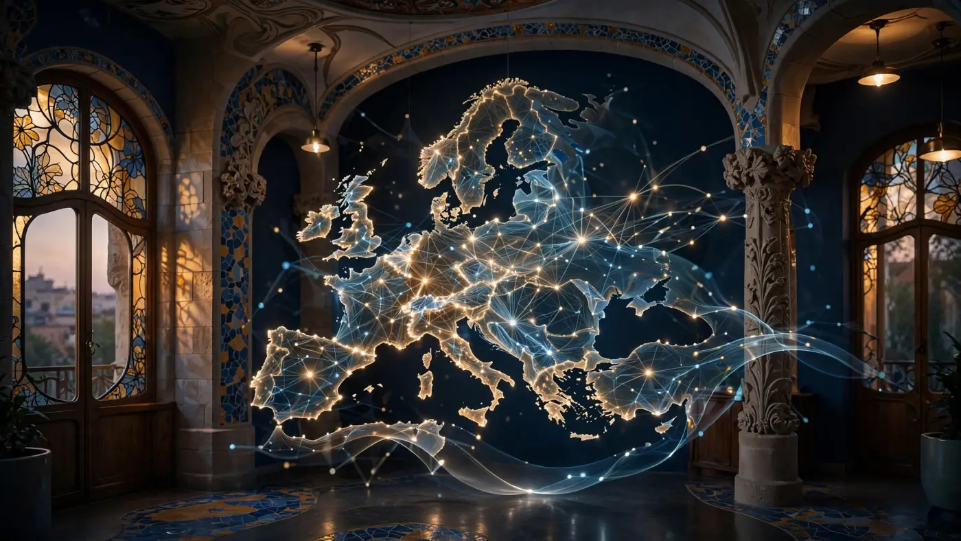 Visualización abstracta de flujos de datos de mercados europeos